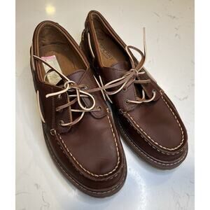 Sperry AO Twisted Lug Boys Leather Boat Shoes Brown Size 7M (EU 39) Moc Toe